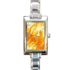 Gold Flames Pattern Rectangle Italian Charm Watch by SpinnyChairDesigns