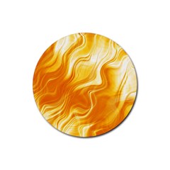 Gold Flames Pattern Rubber Coaster (Round) 