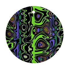 Green And Black Abstract Pattern Ornament (round) by SpinnyChairDesigns