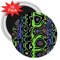 Green And Black Abstract Pattern 3  Magnets (10 Pack) 