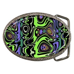 Green And Black Abstract Pattern Belt Buckles by SpinnyChairDesigns