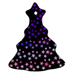 Purple Stars On Black Pattern Christmas Tree Ornament (two Sides) by SpinnyChairDesigns