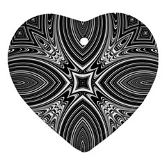 Black And White Intricate Pattern Ornament (heart) by SpinnyChairDesigns