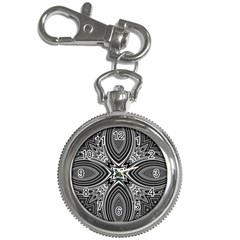 Black And White Intricate Pattern Key Chain Watches by SpinnyChairDesigns