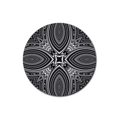 Black And White Intricate Pattern Rubber Coaster (round)  by SpinnyChairDesigns