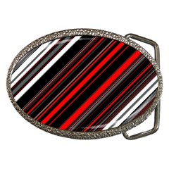 Red Black White Stripes Pattern Belt Buckles by SpinnyChairDesigns