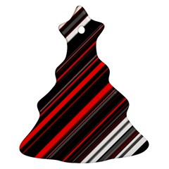 Red Black White Stripes Pattern Ornament (christmas Tree)  by SpinnyChairDesigns