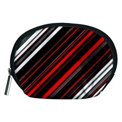 Red Black White Stripes Pattern Accessory Pouch (medium)