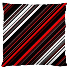 Red Black White Stripes Pattern Large Flano Cushion Case (two Sides) by SpinnyChairDesigns