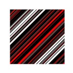 Red Black White Stripes Pattern Small Satin Scarf (Square) Front