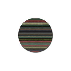 Dark Rust Red And Green Stripes Pattern Golf Ball Marker by SpinnyChairDesigns