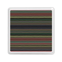 Dark Rust Red And Green Stripes Pattern Memory Card Reader (square) by SpinnyChairDesigns