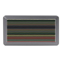 Dark Rust Red And Green Stripes Pattern Memory Card Reader (mini) by SpinnyChairDesigns