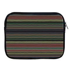 Dark Rust Red And Green Stripes Pattern Apple Ipad 2/3/4 Zipper Cases by SpinnyChairDesigns