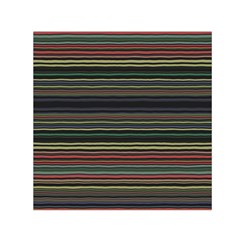 Dark Rust Red And Green Stripes Pattern Small Satin Scarf (square) by SpinnyChairDesigns