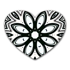 Black And White Floral Print Pattern Heart Mousepads