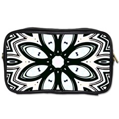 Black And White Floral Print Pattern Toiletries Bag (one Side) by SpinnyChairDesigns