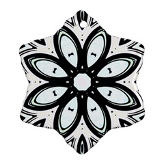 Black And White Floral Print Pattern Snowflake Ornament (two Sides) by SpinnyChairDesigns