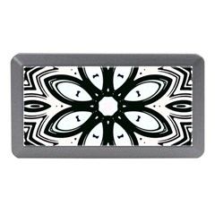 Black And White Floral Print Pattern Memory Card Reader (mini) by SpinnyChairDesigns