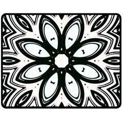 Black And White Floral Print Pattern Double Sided Fleece Blanket (medium)  by SpinnyChairDesigns