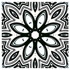 Black And White Floral Print Pattern Wooden Puzzle Square