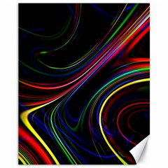 Neon Glow Lines On Black Canvas 11  X 14  by SpinnyChairDesigns