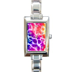 Colorful Tie Dye Pattern Texture Rectangle Italian Charm Watch by SpinnyChairDesigns