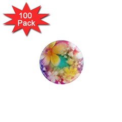 Watercolor Flowers Floral Print 1  Mini Magnets (100 Pack) 