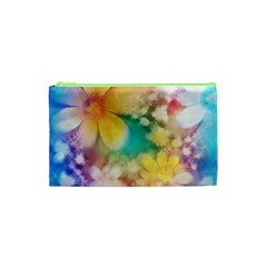 Watercolor Flowers Floral Print Cosmetic Bag (xs) by SpinnyChairDesigns