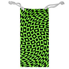 Abstract Black And Green Checkered Pattern Jewelry Bag by SpinnyChairDesigns