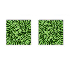 Abstract Black And Green Checkered Pattern Cufflinks (square) by SpinnyChairDesigns