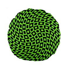 Abstract Black And Green Checkered Pattern Standard 15  Premium Round Cushions by SpinnyChairDesigns