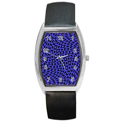 Abstract Black And Purple Checkered Pattern Barrel Style Metal Watch by SpinnyChairDesigns