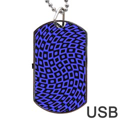 Abstract Black And Purple Checkered Pattern Dog Tag Usb Flash (two Sides) by SpinnyChairDesigns