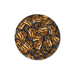 Monarch Butterfly Wings Pattern Magnet 3  (round) by SpinnyChairDesigns