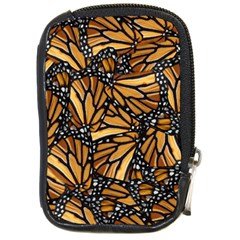 Monarch Butterfly Wings Pattern Compact Camera Leather Case by SpinnyChairDesigns