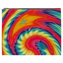 Colorful Dark Tie Dye Pattern Cosmetic Bag (xxxl) by SpinnyChairDesigns