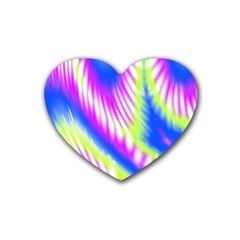 Colorful Blue Purple Pastel Tie Dye Pattern Rubber Coaster (heart)  by SpinnyChairDesigns