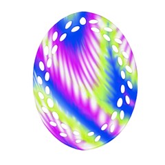 Colorful Blue Purple Pastel Tie Dye Pattern Oval Filigree Ornament (two Sides) by SpinnyChairDesigns