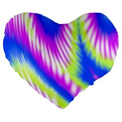 Colorful Blue Purple Pastel Tie Dye Pattern Large 19  Premium Heart Shape Cushions by SpinnyChairDesigns