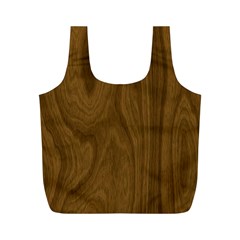 Dark Wood Panel Texture Full Print Recycle Bag (m) by SpinnyChairDesigns