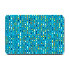 Aqua Blue Artsy Beaded Weave Pattern Small Doormat  by SpinnyChairDesigns