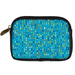 Aqua Blue Artsy Beaded Weave Pattern Digital Camera Leather Case by SpinnyChairDesigns