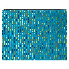 Aqua Blue Artsy Beaded Weave Pattern Cosmetic Bag (xxxl) by SpinnyChairDesigns