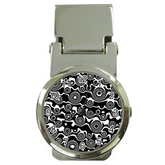 Abstract Black And White Bubble Pattern Money Clip Watches by SpinnyChairDesigns