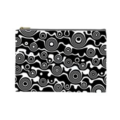 Abstract Black And White Bubble Pattern Cosmetic Bag (large) by SpinnyChairDesigns