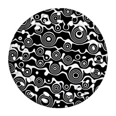 Abstract Black And White Bubble Pattern Ornament (round Filigree) by SpinnyChairDesigns