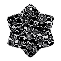 Abstract Black And White Bubble Pattern Snowflake Ornament (two Sides) by SpinnyChairDesigns