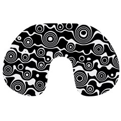 Abstract Black And White Bubble Pattern Travel Neck Pillow by SpinnyChairDesigns