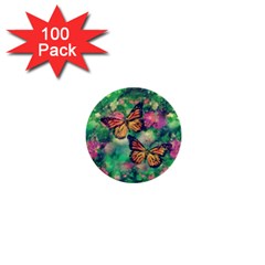 Watercolor Monarch Butterflies 1  Mini Buttons (100 Pack)  by SpinnyChairDesigns